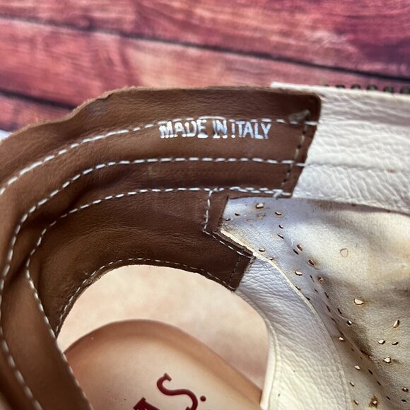 A.S.98 Leather Milk Peep Toe Wedge Espadrilles Sandal - Picture 9 of 16